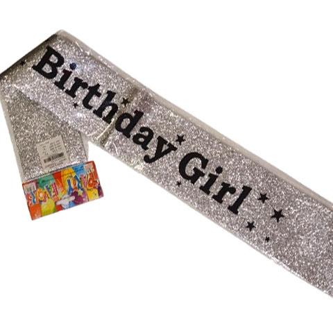 Party Sash - Birthday girl (Silver)