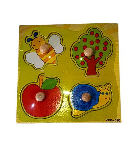 Educational Toys : Puzzles with Knob ( Bee, Tree, Apple, Snail )