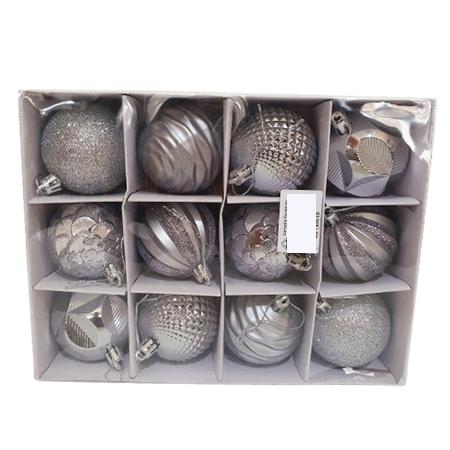 CHRISTMAS DECORATIONS BALL 12PCS WHITE