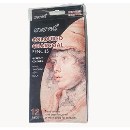 COROT COLOURED CHARCOAL PENCILS 4 EARTHY COLOURS
