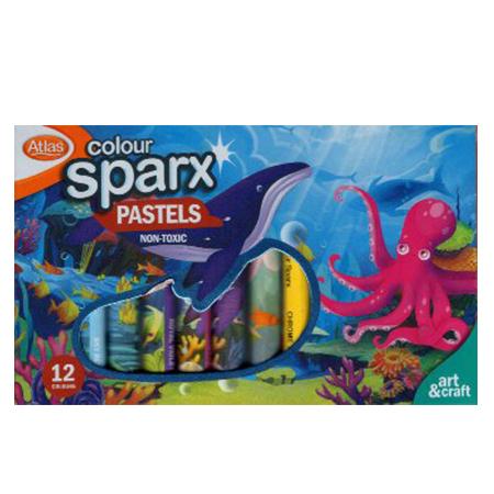 ATLAS COLOUR SPARX PASTELS ( NON - TOXIC ) - 12 COLOURS